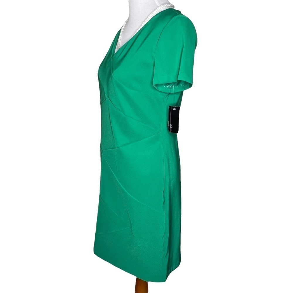 AGB Women’s Kelly Green V-Neck Short Sleeve Knee Length Career Dress Size 8 NWT - Picture 5 of 13